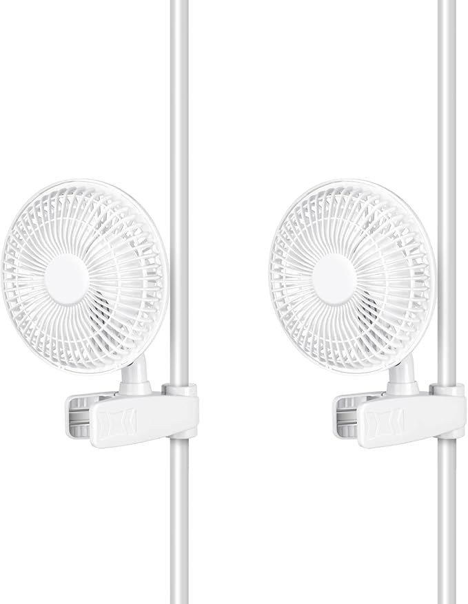 HealSmart Clip Fan, 6-Inch Grow Tent, Monkey Fan, Wall Mount With Adjustable 90 Angles, 15W, 2-Speeds Control, 2 Pack