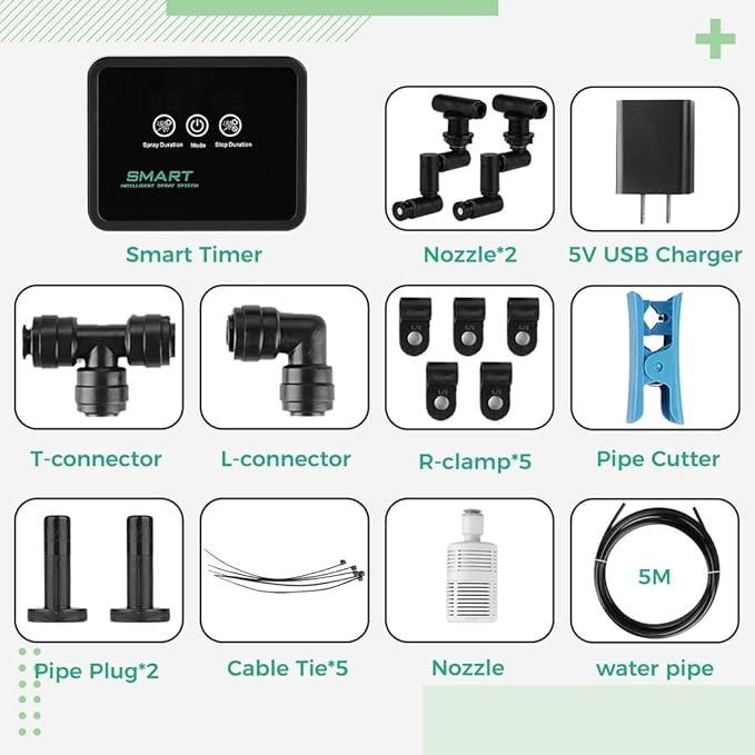 Reptile Humidifier with Smart Timer, Automatic Mist Spray System, 360° Adjustable Nozzles and Touch Screen Control for Vivarium Setup
