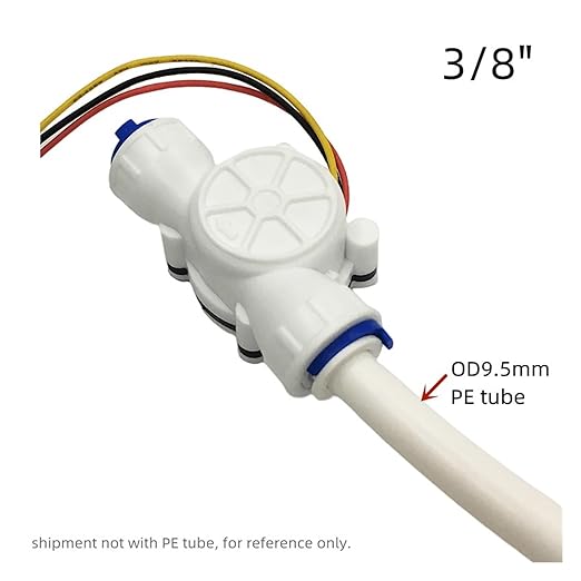 Water Flow Sensor Digital LCD Display Water Flow Sensor Meter, Flowmeter Totalmeter with 3/8" / 1/4" Flow Battery Working Meter(3/8")