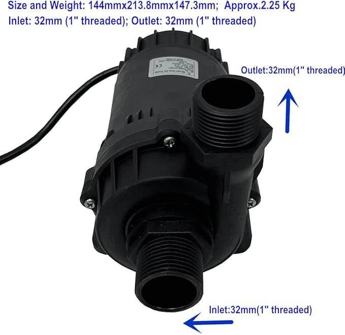 SHYSKY 24V DC 150W Heavy Duty Water Pump DC80E-24100S-1 150W Lift 10m (32ft) 2113GPH, Brushless Design, Submersible, Low noise, Stable Circulation Cooling System for Yacht Auto Application