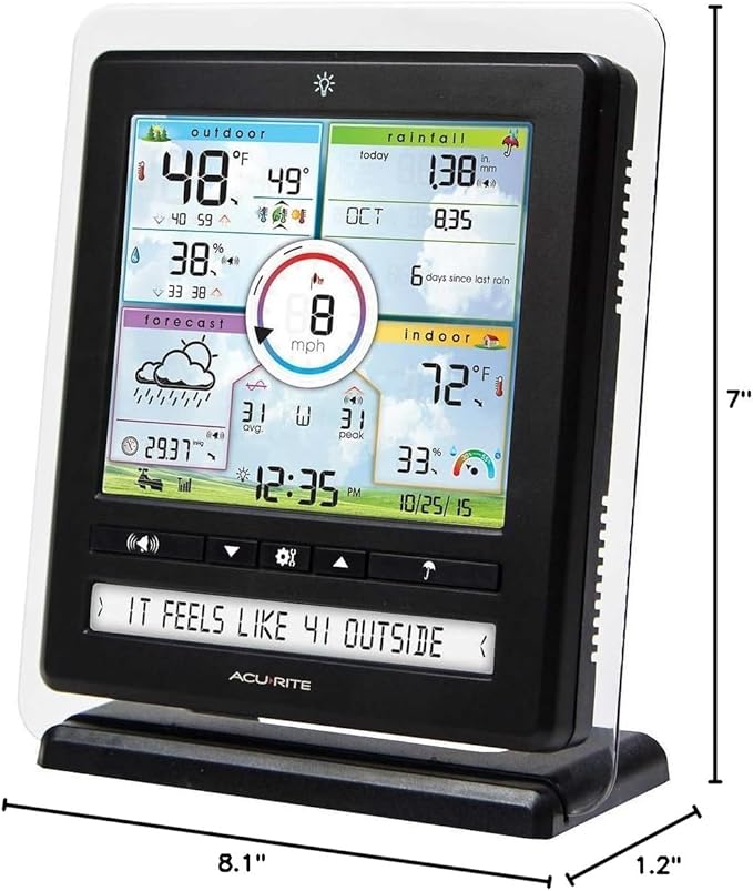 AcuRite Iris (5-in-1) Wireless Indoor/Outdoor Weather Station with Color Display for Hyperlocal Weather Conditions (01536MCBA1)
