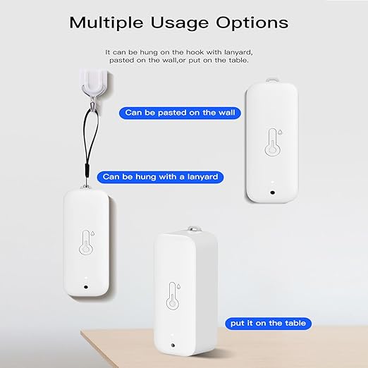 WiFi Hygrometer Thermometer Sensor: Wireless Smart Temperature Humidity Monitor with App Notification Alert, Data Storage Export, Calibration Function, Compatible with Alexa (White-2PCS)