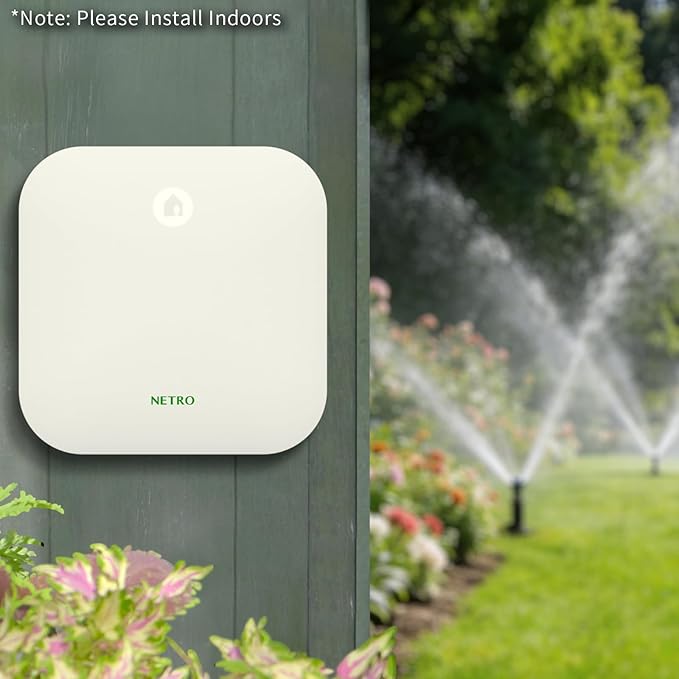 Netro Smart Sprinkler Controller 12 Zones Sprinkler Timer App-Based Irrigation Controller for Garden Lawn 2.4GHz WiFi Weather Service Plant Database APP Community Rain Skips Compatible with Alexa