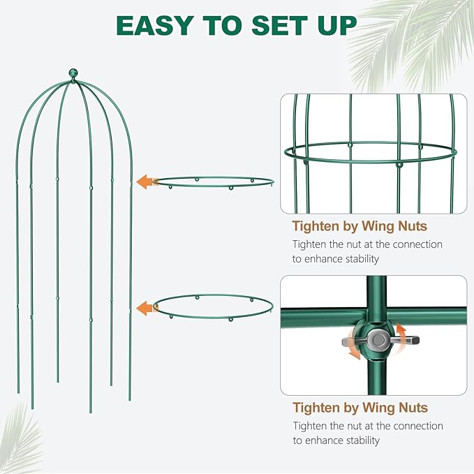 3 Pack Metal Plant Cage Support, 31.5" H Peony Support Tomato Cage Garden Rose Obelisk Trellis Supports Tower for Clematis Vine Jasmine Supports Outdoor Indoor