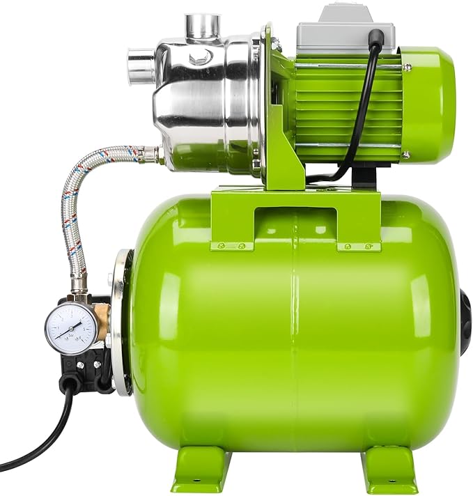 3/4HP Shallow Well Pump with Pressure Tank, 115V, Stainless Steel Irrigation, Automatic Water Booster Jet Pump for Home, Garden, and Lawn Use – Reliable Water Supply Solution