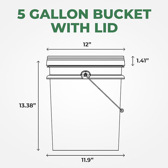 5-Gallon Yellow Bucket Pail Container with Lid | Metal Handles with Plastic Grip for Easy Carrying | Multi-Use | Easy Stack and Store | Heavy-Duty Extra Durable | Food Grade | BPA Free - 1 Pack