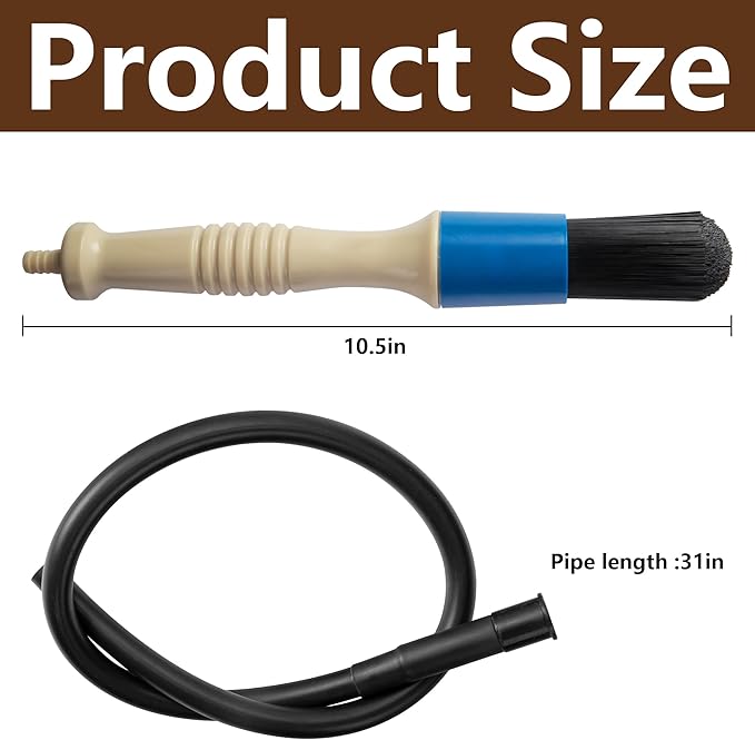 moonoom Parts Washer Brush with Hose- Wear Resistant Parts Cleaning Brush with 31 Inch Long Hose- Parts Cleaner Flow Through Replacement Brush for Parts Cleaning