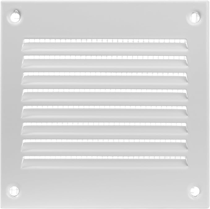 Vent Systems 4'' x 4'' Inch (Overall Dimensions) - White Air Vent Cover Metal Air Return Grill with Built in Mesh Screen HVAC Vent Duct Cover for Home Improvement - Exhaust, HVAC Ducting Ventilation