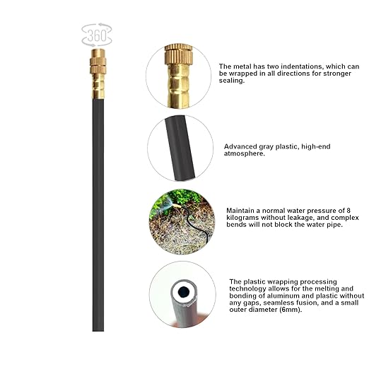 New drip Irrigation kit, Automatic Garden Watering System, Quick Connector and 360-degree Bending Dropper atomizing Copper Nozzle, Garden Plant Lawn Courtyard Watering System. (50FT)