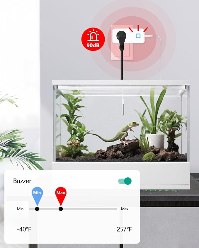 MOCREO Temperature Controller Reptile Thermostat Outlet, Bluetooth Temp Control Plug with Alarm for Terrarium Heat Mat Heating Pad, Greenhouse, Homebrew Fermenter, 100~240V 10A 1100W