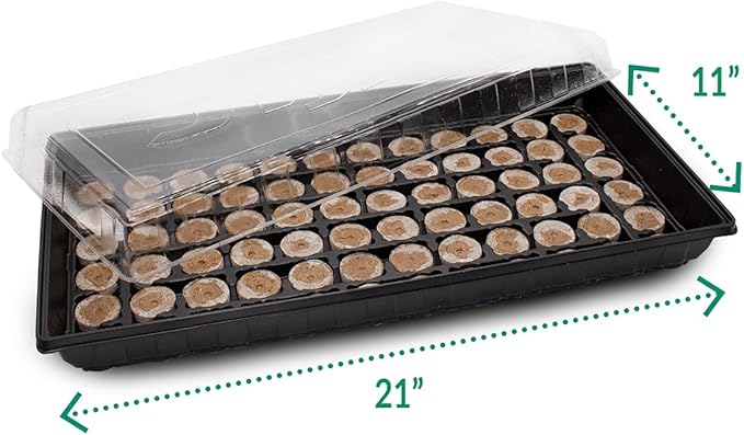 Ferry Morse Jiffy Seed Starting Greenhouse Tray Kit with 72 36mm Peat Pellets and Bonus SUPERthrive Sample + Plant Markers, 2 Pack, 144 Pellets Total