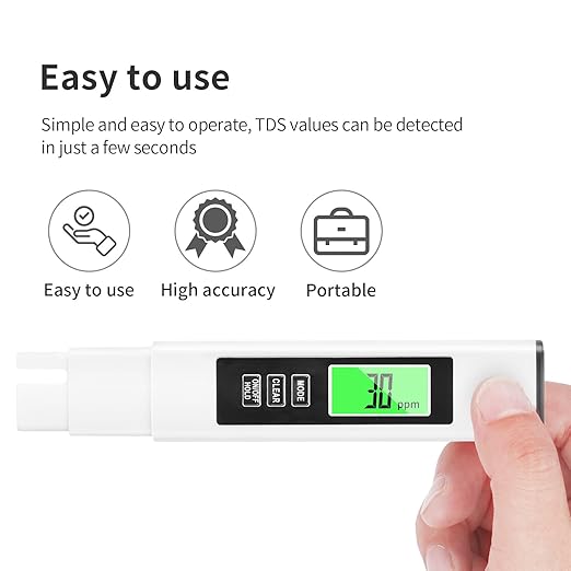 Water Tester for Drinking Water | TDS Meter 4-in-1 with EC & Temperature | Digital Water Quality Tester for Home& RO System