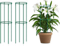 Small Tomato Cage 2 Pack,SupKing Adjustable Plant Trellis Plastic Potted Support Ring Stakes for Indoors Garden Climbing Vines Peony Cucumber,Comes 20 Twist Ties