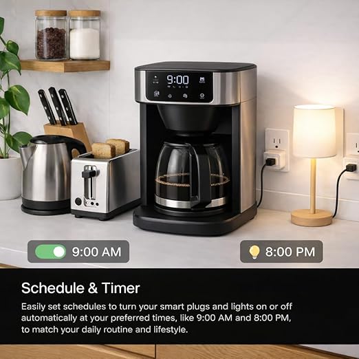 Compact Smart Plug, Works with Alexa & Google Assistant, Smart Life App & Voice Control, Energy Monitoring, Timer Scheduling, No Hub Required, App Remote Control, 2.4 GHz WiFi Outlet, 2-Pack