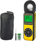 Digital Light Meter,Illuminance Meter Range up to 300,000 Lux Handheld Ambient Temperature 270ºDegree Rotatable Detector/0.4 Second Response