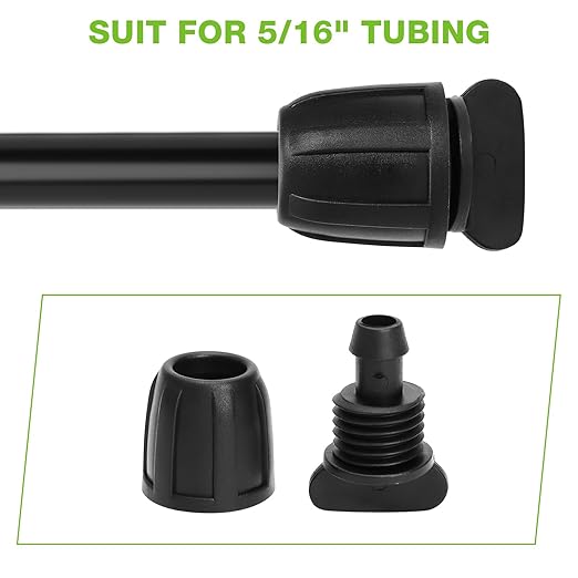 Bonviee 10 Pack 5/16” Drip Irrigation End Cap Connectors, Barbed Lock End Plug Fittings for 5/16 Inch Tubing, Leak-Proof Closure for Garden Hose Drip Line Termination, Easy No-Leak Installation