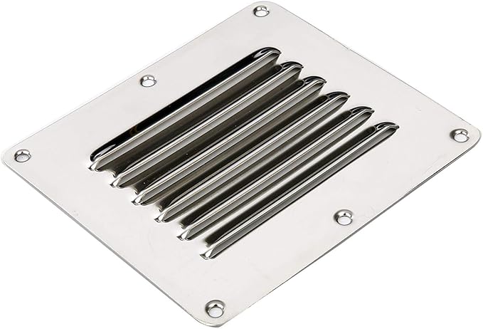 Amarine Made Stainless Steel Stamped Louvered Vent - Rectangular - 07722S - 4-1/2" X 5" (4-Pack)