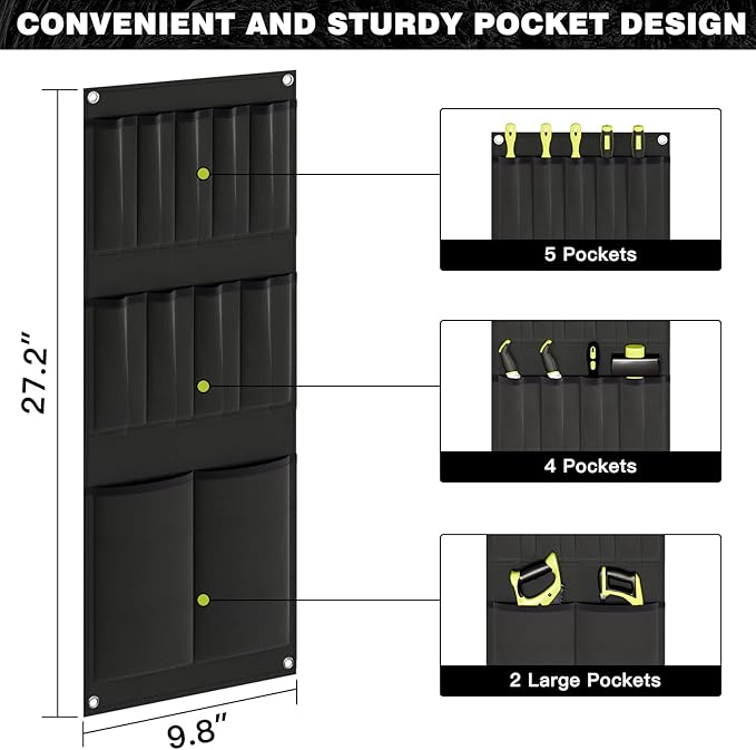 NattyDot Large Power Tool Organizer Cart with Charging Station 8 Drill Holder Garage Storage Standing Heavy Duty and Stability Storage Rack Utility Tool Shelf (Black)