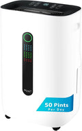 Nyxi 4,500 Sqft / 50 Pints Powerful Compressor Dehumidifier, Smart Digital Humidity Control, XL Water Tank 1.7 Gallon, Drain Hose Option, 24-Hour Timer, Removes Moisture for Home, Laundry, Office