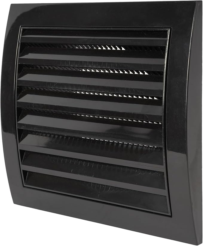 Vent Systems 4'' Inch Black Pack of 4 Air Vent Cover Dryer Vents and Bathroom Exhaust Vents Pipe, Black Louvered Dryer Vent Cover - Exhaust, Supply Air Register Grille with Flange