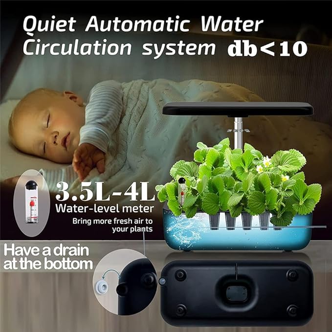 Hydroponics Growing System, 12 Pods Indoor Herb Garden with Grow Light, Smart Garden Germination Kit, Automatic Timer & Height Adjustable, for Home Kitchen Gardening White (White)