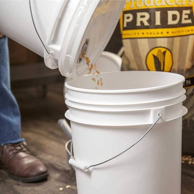 ePackageSupply White 5-Gallon Bucket with Lid | Made in USA | Food Grade | Heavy-Duty Extra Durable Plastic Bucket | Multi-Use Food Grade Buckets with Lids | Easy Stack and Store | BPA Free | 5 Pack