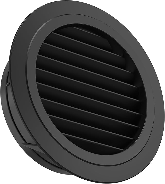 Hon&Guan 8 Inch Soffit Exhaust Vent, 8‘’ Round Air Vent Cover with Built-in a Fly Screen for Bathroom Office Home, Black