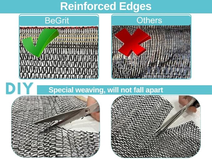 BeGrit 30% Shade Cloth Plant Cover Sunblock Sun Shade Net Sun Mesh for Garden Flower Plants 6.6ft x13ft
