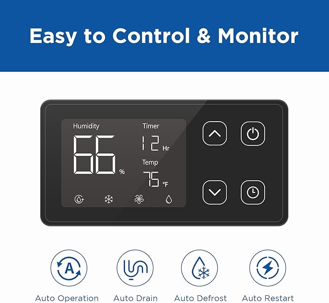 70 Pints Commercial Dehumidifier with Pump, Portable Crawl Space Dehumidifiers for Basement and Home, Energy Star Efficient Certified, Automatic Defrost | MOISWELL Defender ME-7S