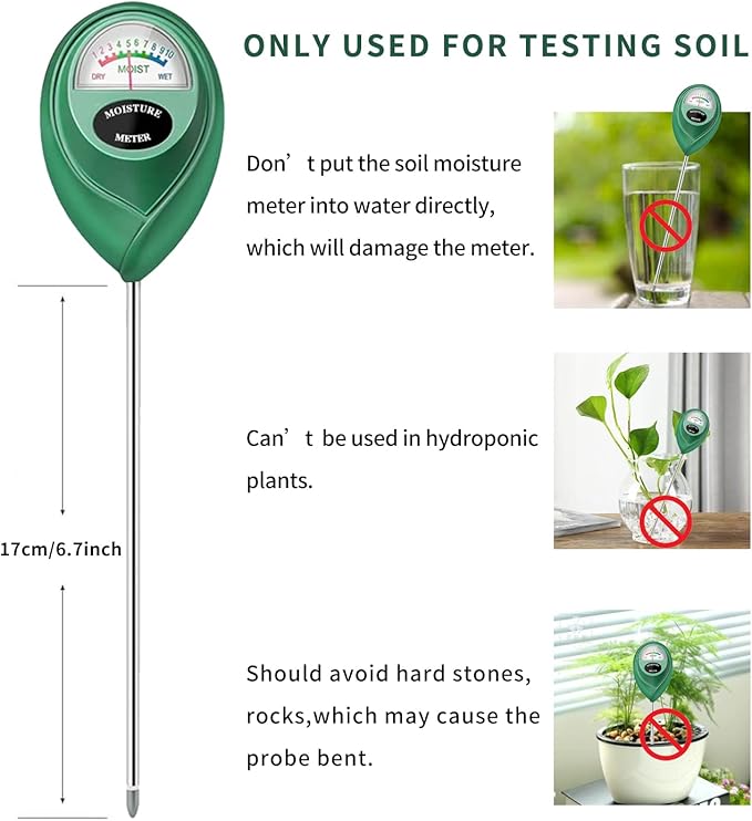 Censinda Soil Moisture Meter, 2 Pack Soil Moisture Monitor for House Plants, Soil Hygrometer Moisture Sensor for Indoor & Outdoor, Garden, Farm, Lawn Plant Care, No Battery Needed(Green + White)