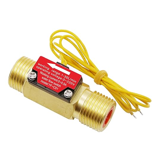 G1/2" Hall Effect Liquid Water Flow Switch Control Flowmeter Counter Meter for Humidifier Water Dispenser Shower Water Heater Copper BSP Male Thread 1-30L/Min