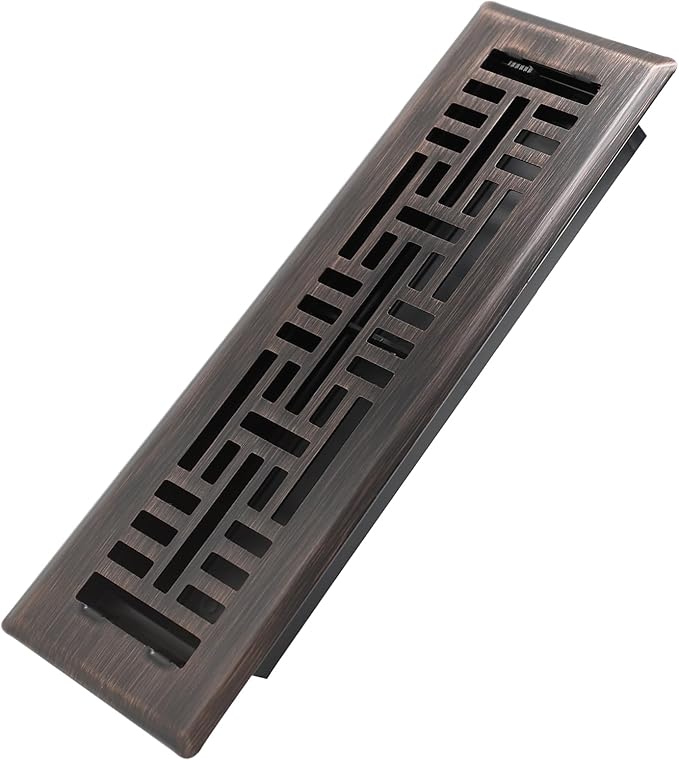 Howeall 2x10 Inches Heavy Duty Walkable Floor Register Easy Adjust Air Supply Lever Floor Vents - Seattle Design - Vent Cover for Home Floor - Oil Rubbed Bronze