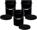 ePackageSupply 5 Gallon Bucket - Food Grade Bucket with Airtight Gasketed Tear Strip Lid, BPA-Free, Heavy-Duty 90 Mil HDPE Plastic Pail, Bulk Storage, Durable Container, Made in USA - Black, 3 Packs