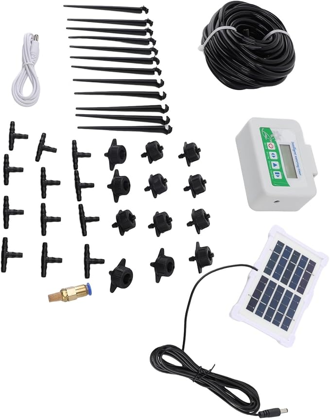 Smart Watering Timer, Automatic Solar Powered Irrigation System with Adjustable Timing for Gardens, Farmland, Lawns
