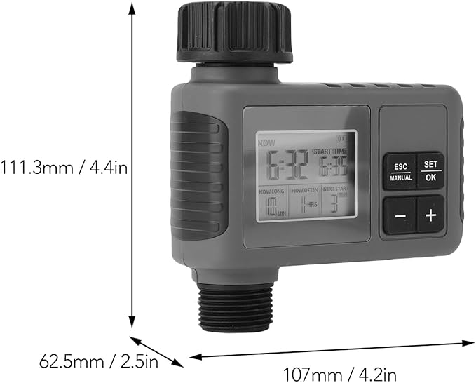 Outlet Sprinkler Timer, Digital Water Timer for Garden Hose with Rain Delay, Automatic & Manual Watering System for Yard Lawn Irrigation
