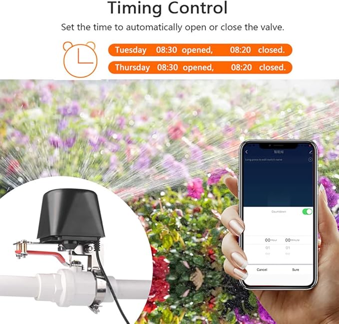 EVERSECU Tuya Smart WiFi & Bluetooth Smart Water Valve, Shutoff WiFi Control Water Valve Compatible with Alexa, Google and Application Program iOS/Android
