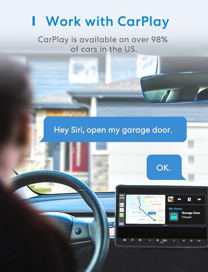 meross Smart Garage Door Opener Remote, Compatible with Apple HomeKit, Siri, CarPlay, Alexa, Google, SmartThings, and Android, Universal WiFi Garage Door Controller, App + Voice Control, No Hub Needed