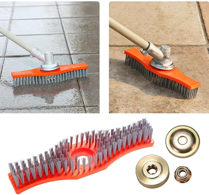 Wire Brush for Lawn Mower Cleaning Heavy-Duty Steel Bristles Multi-Surface Scrubber with Fixing Accessories Ergonomic Handle for Push and Self-Propelled Mowers Concrete Floors Tiles Grout Walls