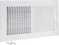 EZ-FLO 12 x 6 Inch (Duct Opening) Air Vent Cover for Wall or Ceiling, Two-Way Ventilation Register, Solid Steel HVAC Register Cover, White, 61612