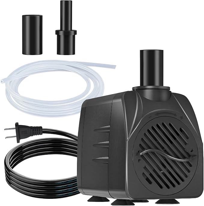 SongLong 200GPH (750L/H) 6ft Power Cord Submersible Pump, Water Fountain Pump with 5.3ft Lift for Fountains, Ponds, Aquariums & Hydroponics