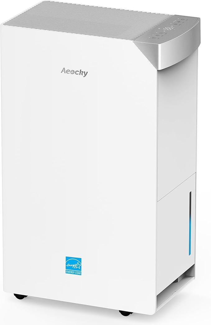 AEOCKY 74 Pint/D Energy Star Version 6.0 Dehumidifier, 4500 Sq.Ft Smart Compressor Dehumidifier with Drain Hose, Intelligent Humidistat,for Basement,Bedroom,Home,Bathroom