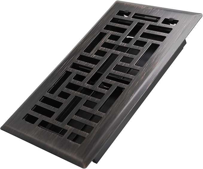Howeall 4x8 Inches Heavy Duty Walkable Floor Register Easy Adjust Air Supply Lever Floor Vents - Seattle Design - Vent Cover for Home Floor - Oil Rubbed Bronze