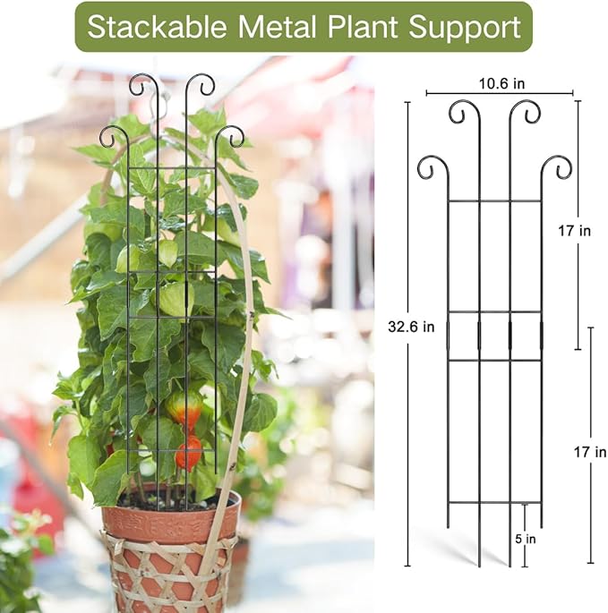 2 Pack 33 inch Plant Trellis for Climbing Plants Outdoor/Indoor, Expandable Large Metal Garden Trellis for Climber Plants, Sturdy Houseplant Support Stakes for Potted Vine Ivy Pothos Monstera