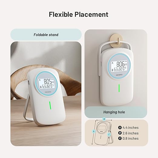 INKBIRD Smart Air Quality Monitor Indoor Ndir | Bluetooth 3 in 1 with App | Detect Carbon Dioxide & Temperature & Humidity Battery Powered | for Home, Office, RV, Grow Tent (IAM-T2)