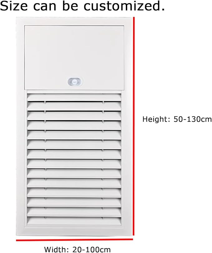 Adjustable Aluminum Alloy Ventilation Grill - Smoke Exhaust Valve Cover, Ventilation Air Duct Return Grill & Wall Access Door (35x100cm) - Gray Color