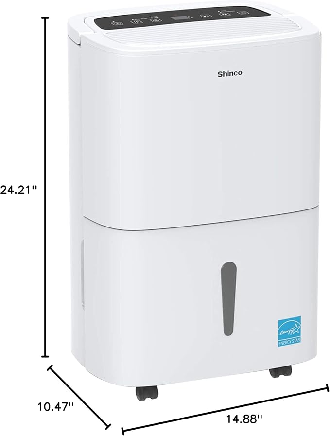 Shinco 7,000 Sq.Ft Energy Star Dehumidifier with Pump and WIFI, Ideal for Large Industrial Rooms and Home Basements, Efficient Moisture Removal and Humidity Control, 1.85 Gallons Water Tank