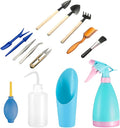 14 Pieces Succulent Plants Tools, Mini Garden Hand Tools Miniature Fairy Garden Tools Kit Bonsai Tools Planting Set with Scissors, Mini Rake, Shovel, Transplanting Tool Watering Can etc