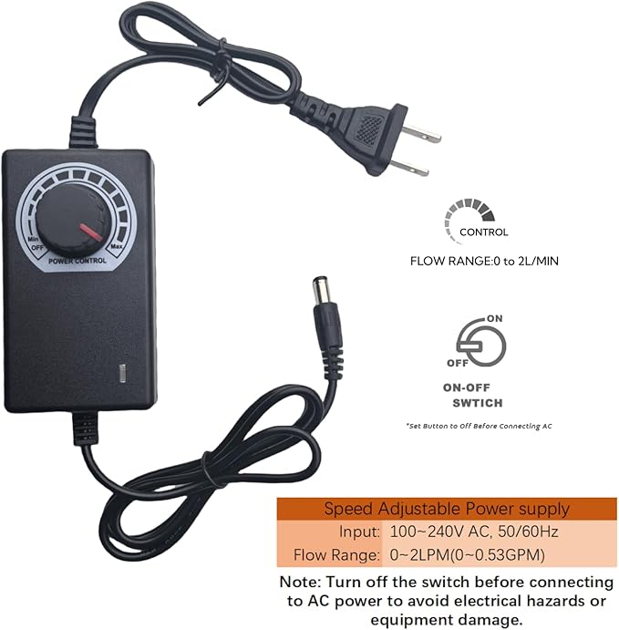 Electric Water Transfer Pump 110V Speed Adjustable - Food Grade Self-Priming Siphon Pump for Ice Maker, Coffee Machine, Water Cooling & Beverage Bottling | 2L/min | Quiet Operation