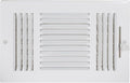 EZ-FLO 10 x 6 Inch (Duct Opening) Air Vent Cover for Wall or Ceiling, Three-Way Ventilation Register, Solid Steel HVAC Register Cover, White, 61614