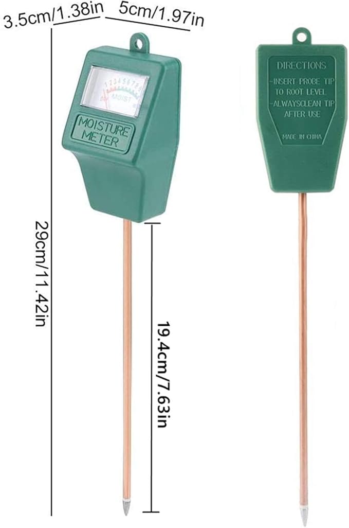 Soil Moisture Meter,2 Pack Plant Hygrometer Moisture Sensor Plant Water Monitor for Potted Plants,Garden,Farm, Lawn(No Battery Needed)-Green+Black